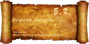 Bratnik Katalin névjegykártya